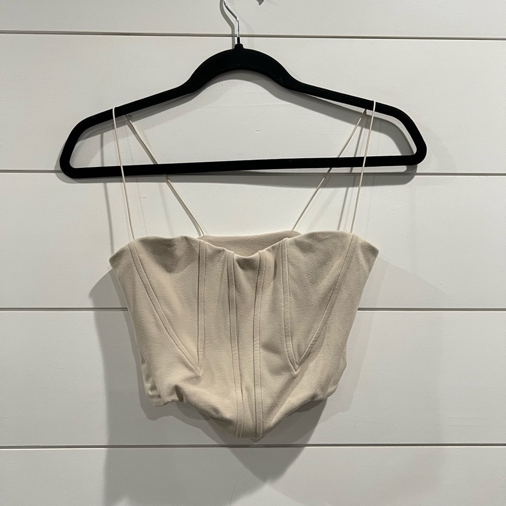 Joah Brown White Corset Crop Top - Picture 6 of 9